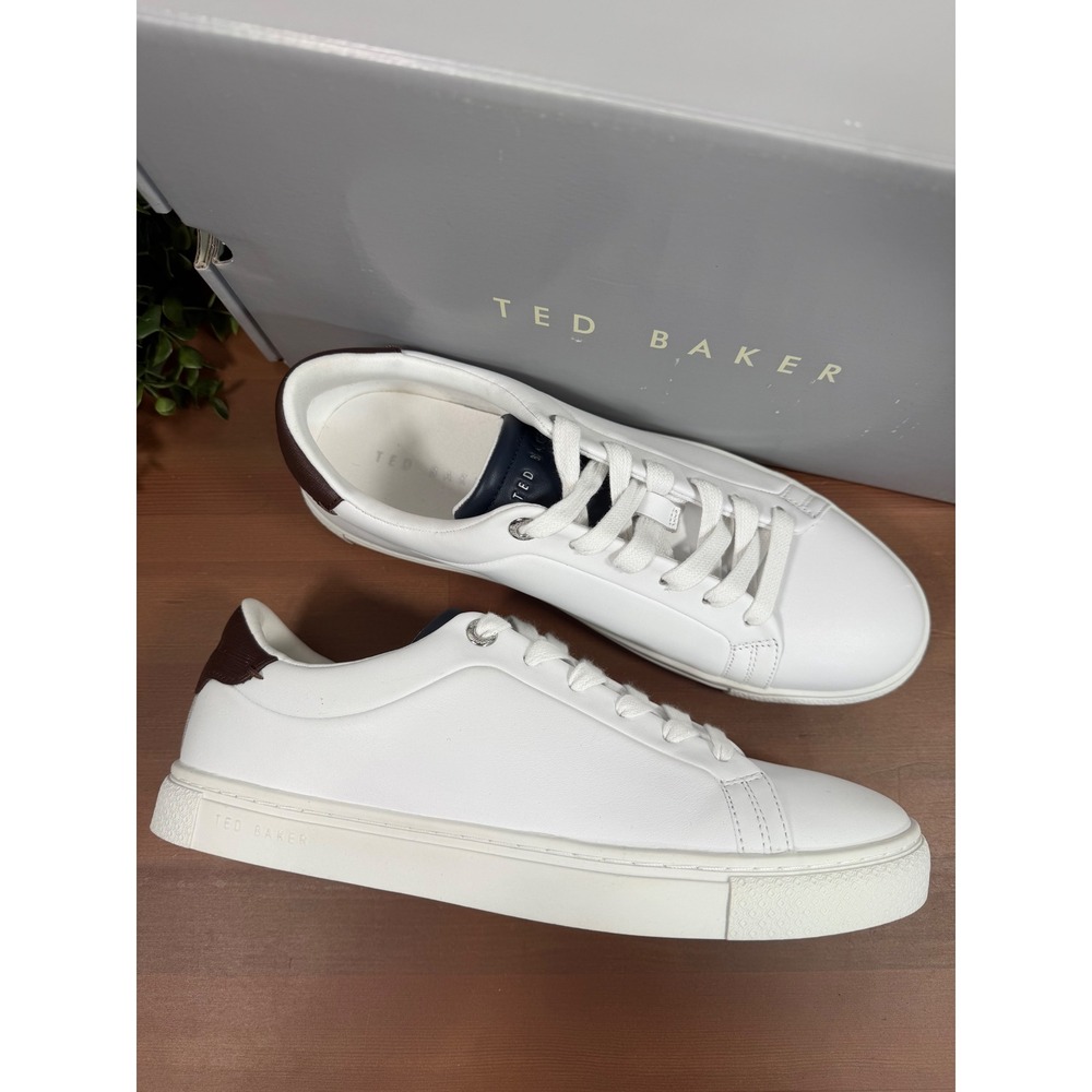 Ted Baker Men's Robberto Lace Up White Low Top Leather Sneakers Size 8.5